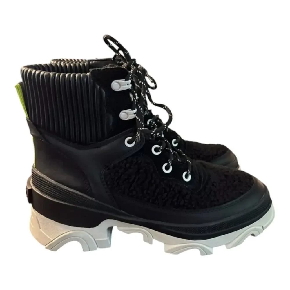 Sorel‎ Brex Cozy Lace Waterproof Boot - Black Sea Salt - Women's US Size 8.5 New